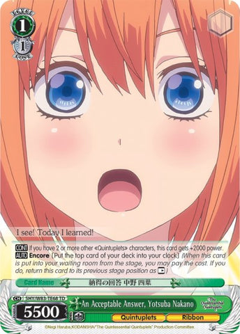 An Acceptable Answer, Yotsuba Nakano (5HY/W83-TE68 TD) [The Quintessential Quintuplets]