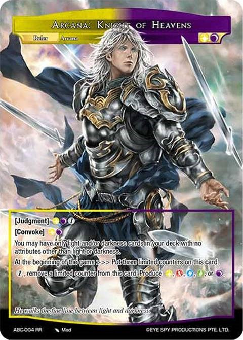 Arcana: Knight of Heavens // Arcana: God of Shadowy Light (ABC-004 JR) [Arcana Battle Colosseum]